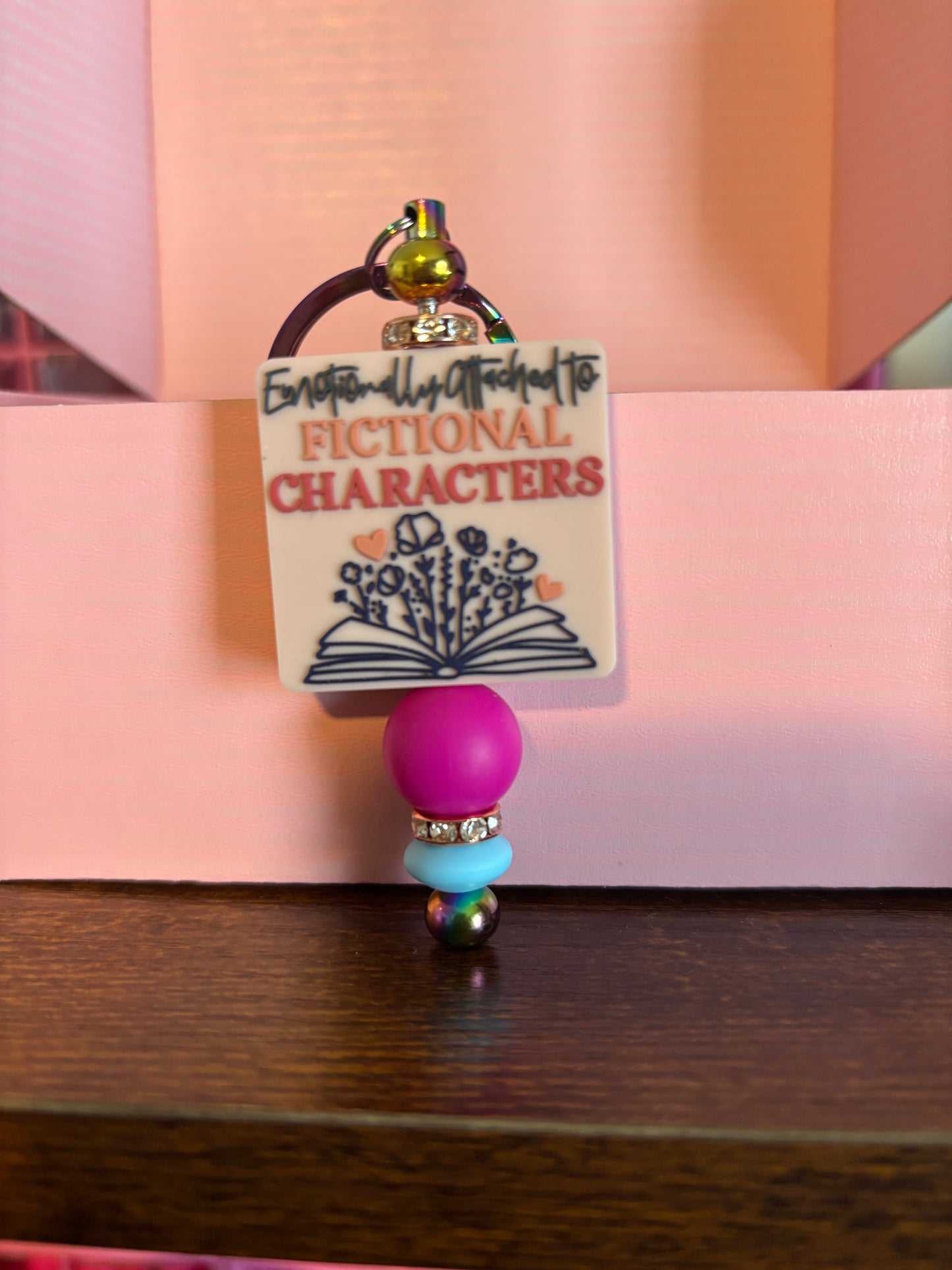 Pens, bookmarks and focal keychains